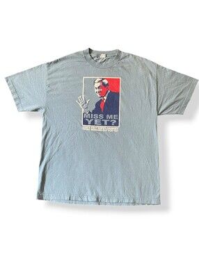 George W. Bush "Miss Me Yet?" Political Parody Men's Blue T-Shirt Size XL